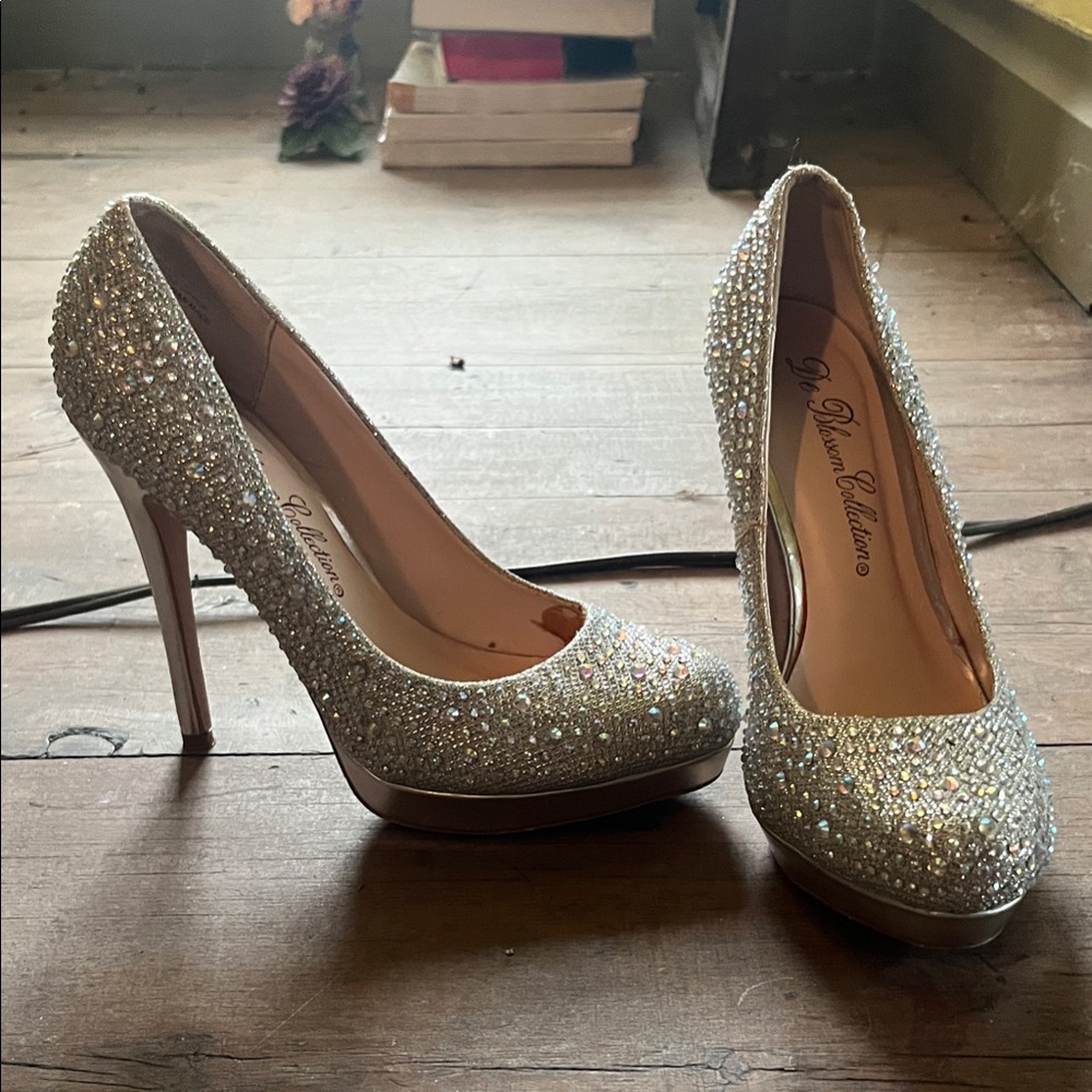 De Blossom Collection Glittering Silver Heels